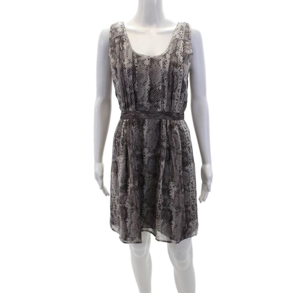 Broadway & Broome Womens Silk Animal Print Scoop Neck Tank Dress Gray Size 2